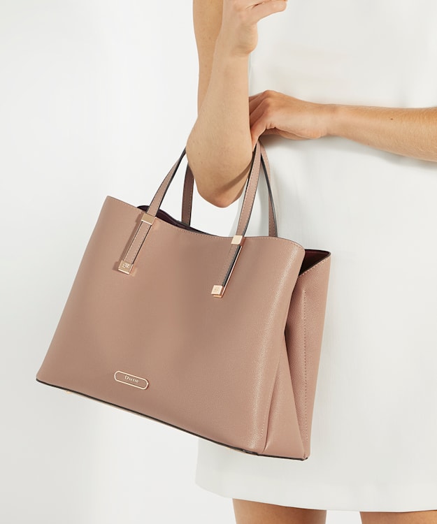 Dune London Dorry - Taupe Branded Hardware Tote Bag