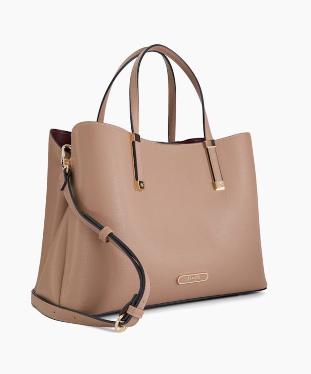 Dune London Dorry - Taupe Branded Hardware Tote Bag