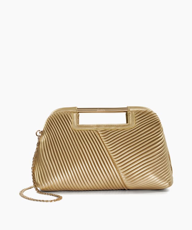 dune london Ebec - Gold Pleated Clutch Bag