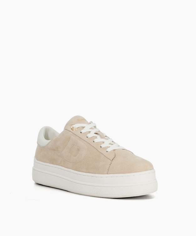 Dune London Eden - Sand Flatform Lace-Up Trainers