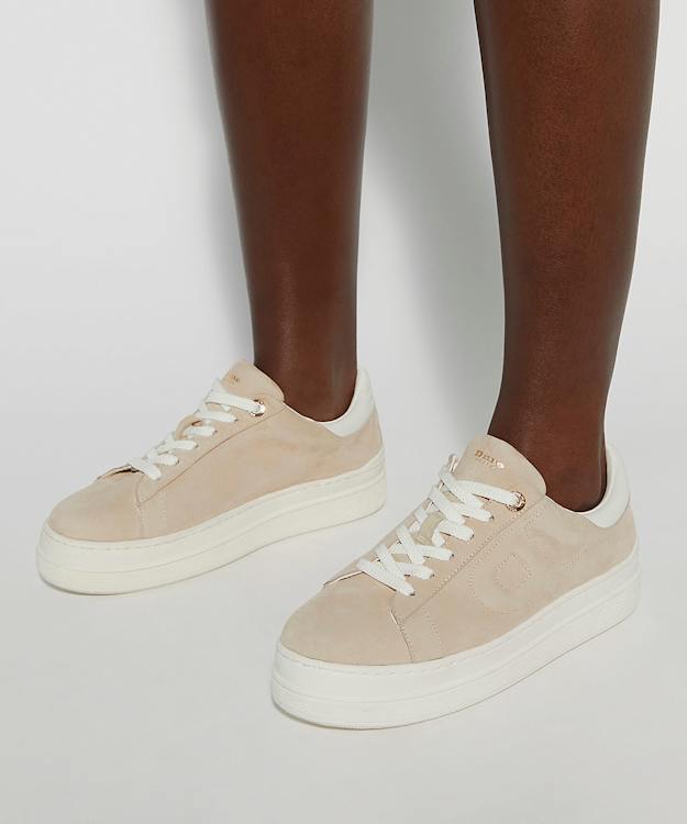 Dune London Eden - Sand Flatform Lace-Up Trainers