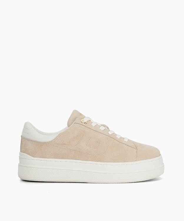 dune london Eden - Sand Flatform Lace-Up Trainers