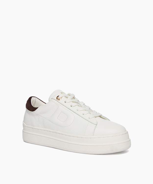 Dune London Eden - White Flatform Lace-Up Trainers