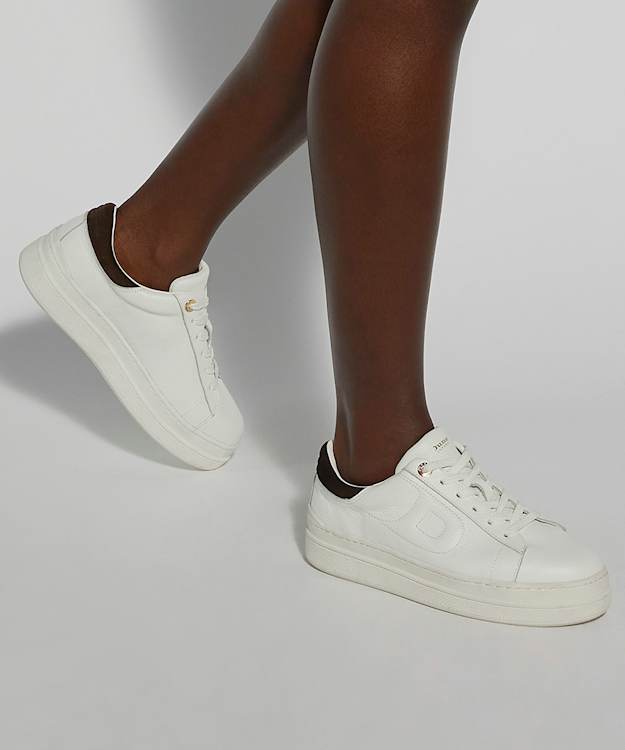 Dune London Eden - White Flatform Lace-Up Trainers