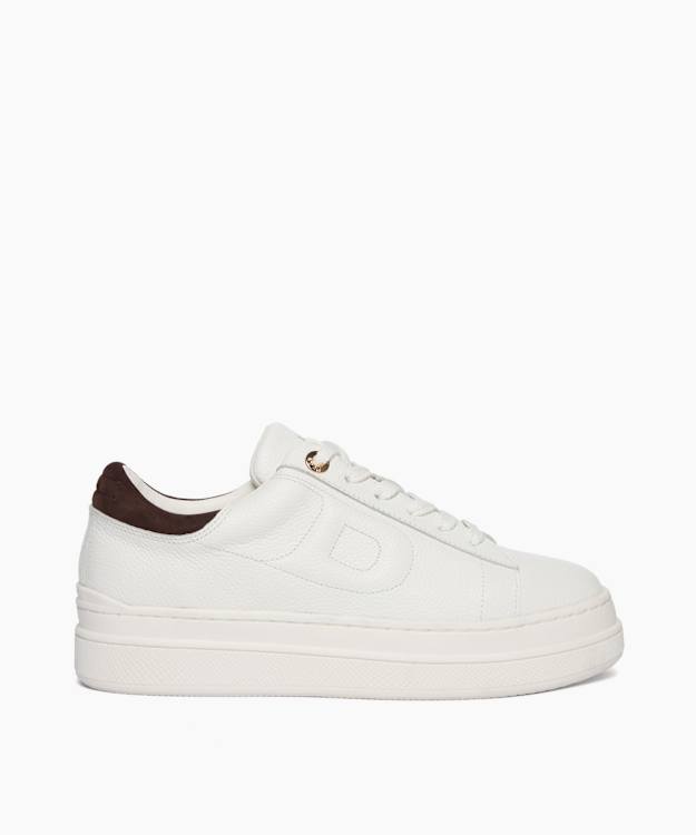 dune london Eden - White Flatform Lace-Up Trainers