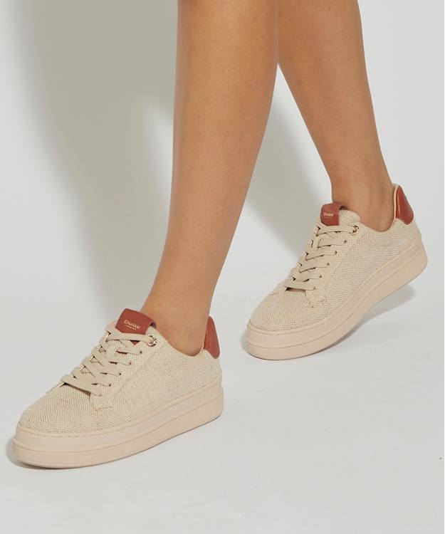 Dune London Edie - Natural Flatform Lace-Up Trainers