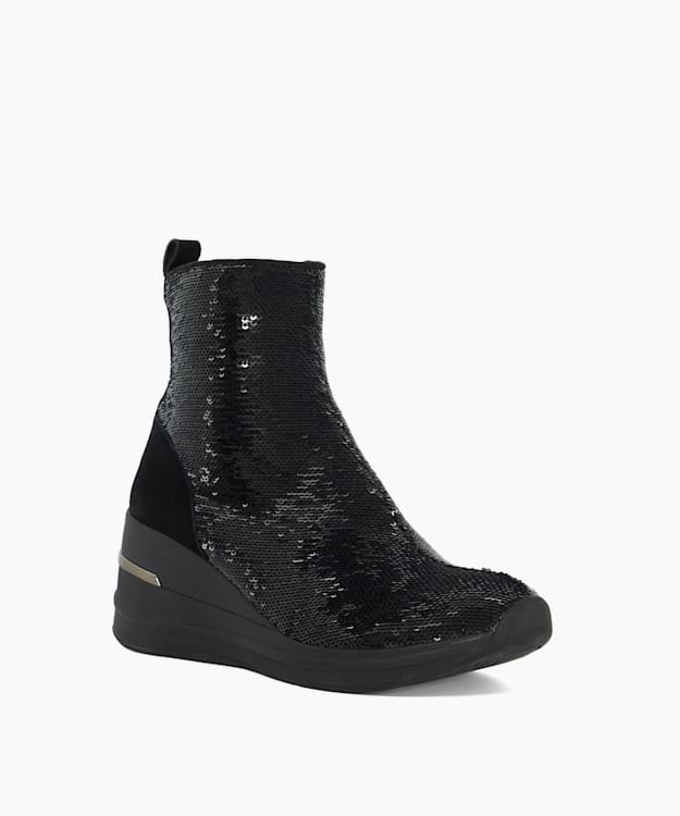 Dune London Effective - Black Wedge Heel Ankle Boots