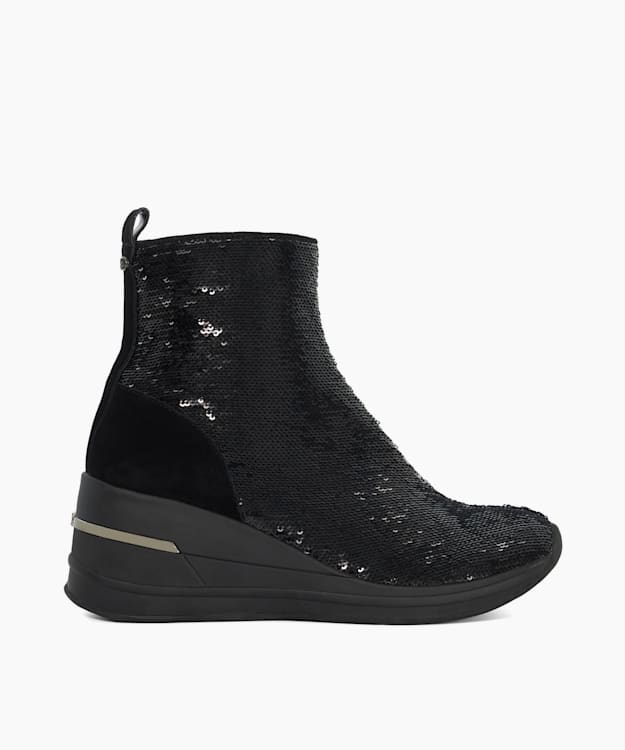 dune london Effective - Black Wedge Heel Ankle Boots