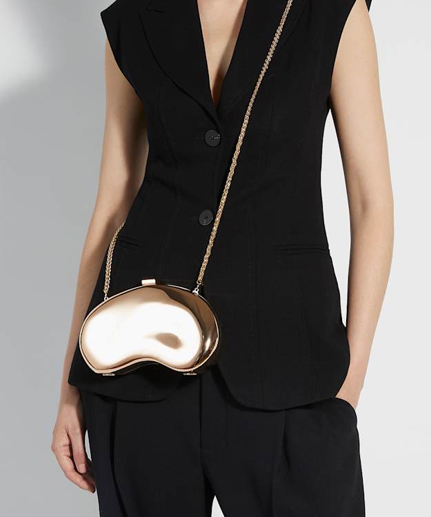 Dune London Eline - Gold Metal Clutch Bag With Chain