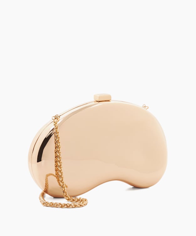 Dune London Eline - Gold Metal Clutch Bag With Chain