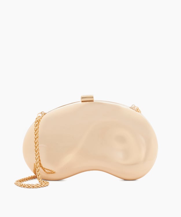 dune london Eline - Gold Metal Clutch Bag With Chain