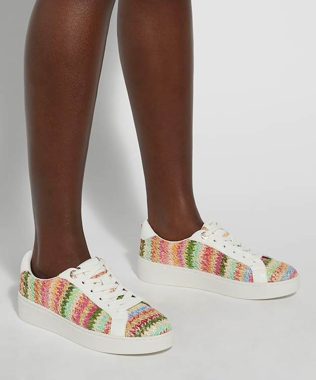 Dune London Ellise - Multi Rainbow Weave Trainers