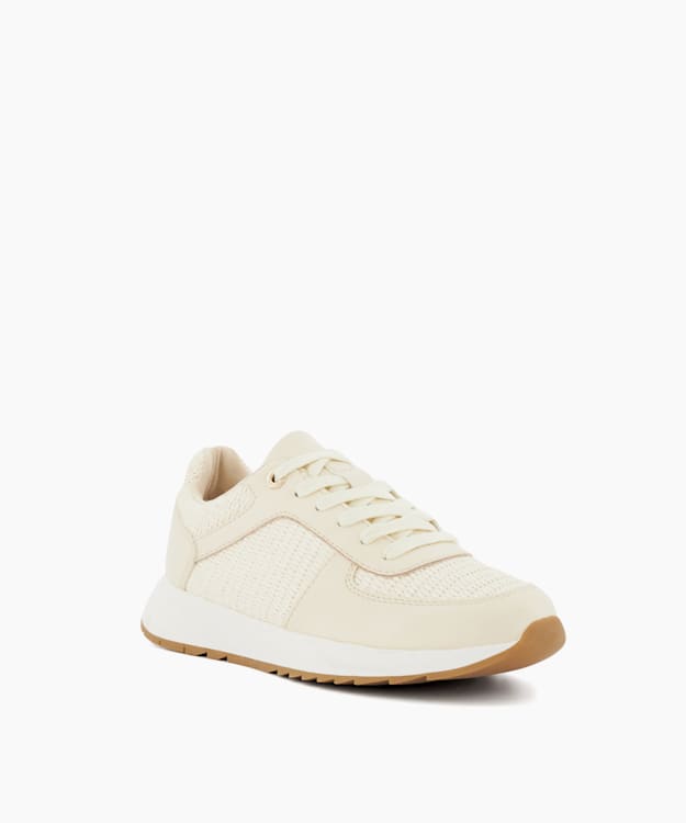 Dune London Emelias - Ecru Lace-Up Runner Trainers
