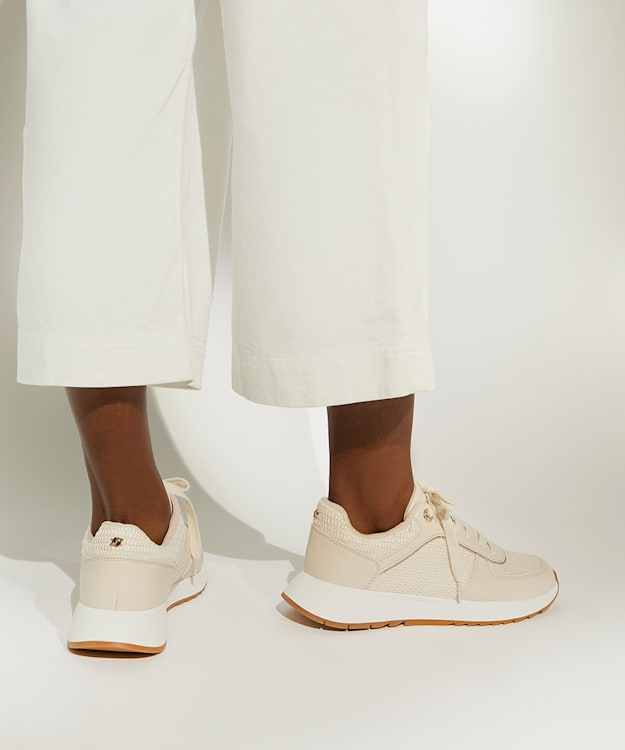 Dune London Emelias - Ecru Lace-Up Runner Trainers