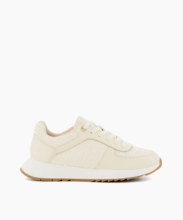 dune london Emelias - Ecru Lace-Up Runner Trainers