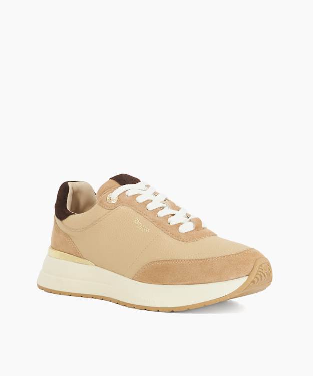 Dune London Emotion - Camel Lace Up Runner Trainers