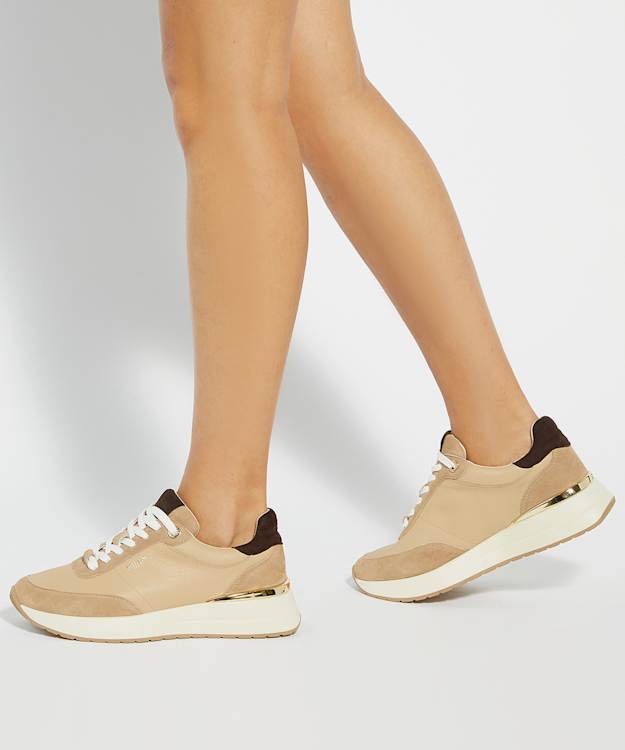 Dune London Emotion - Camel Lace Up Runner Trainers