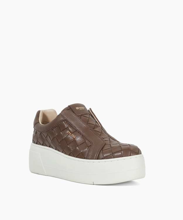 Dune London Esthie - Brown Flatform Slip-On Trainers