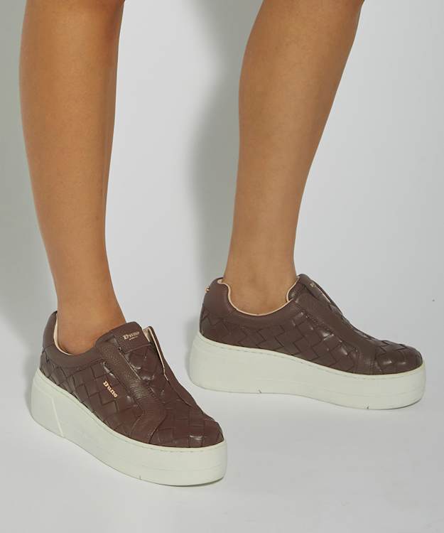 Dune London Esthie - Brown Flatform Slip-On Trainers