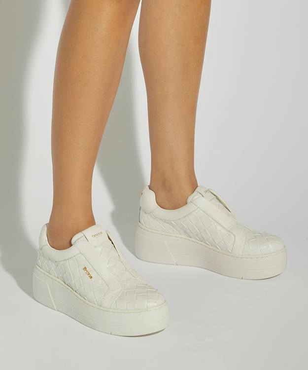 Dune London Esthie - White Flatform Slip-On Trainers