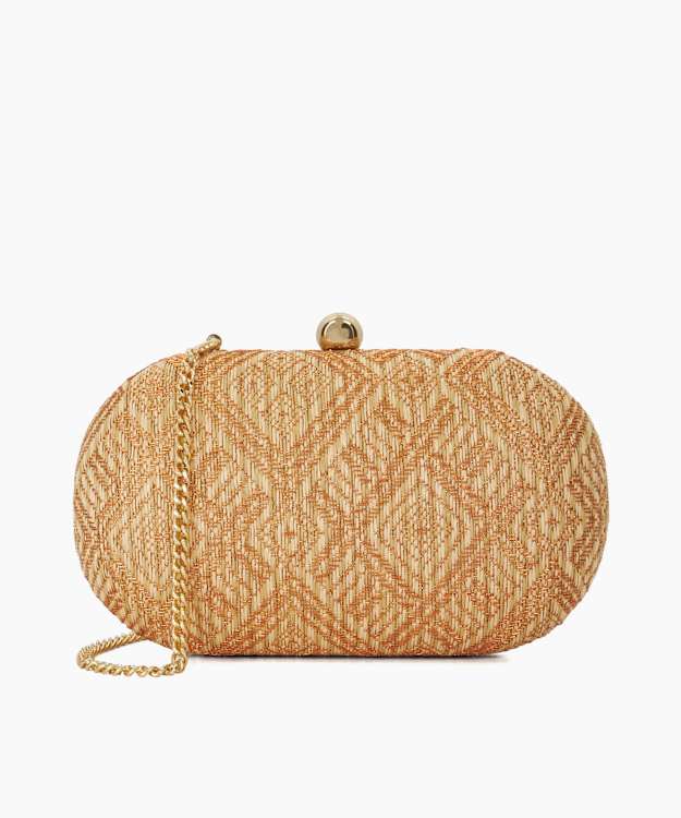dune london Extra - Bronze Woven Raffia Clutch Bag
