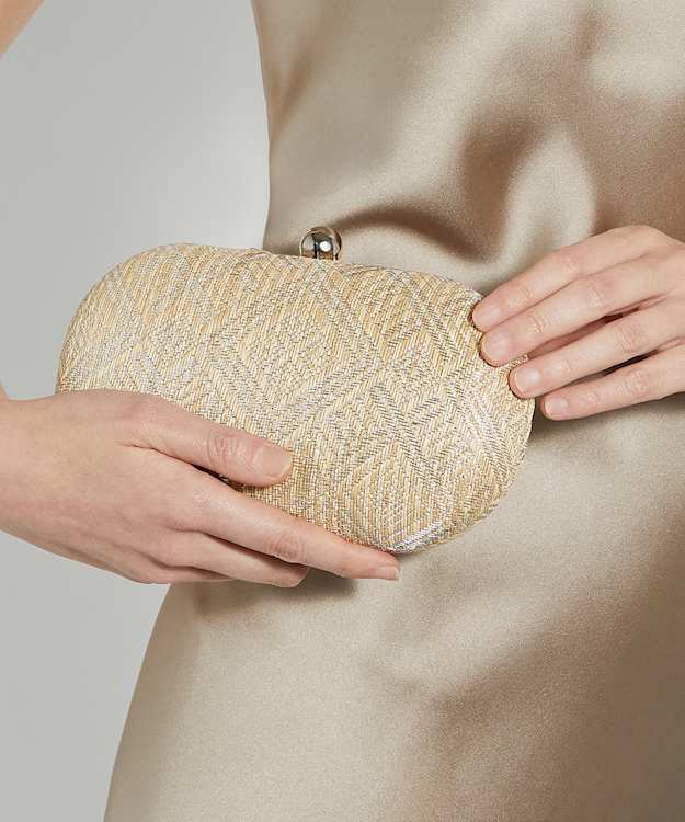 Dune London Extra - Silver Raffia Box Clutch