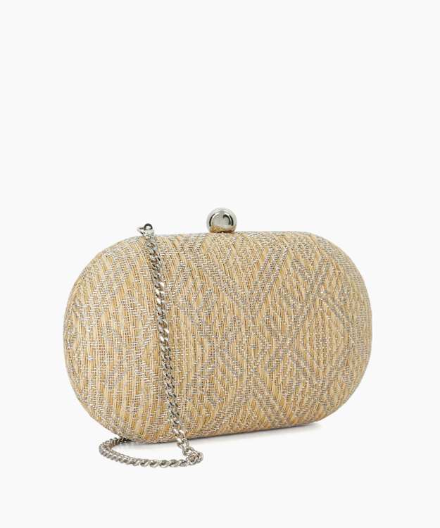 Dune London Extra - Silver Raffia Box Clutch
