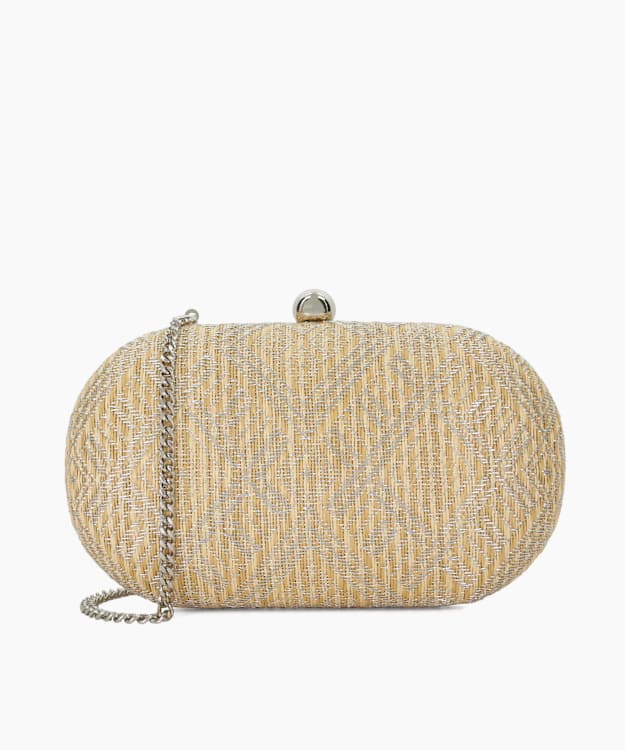 dune london Extra - Silver Raffia Box Clutch