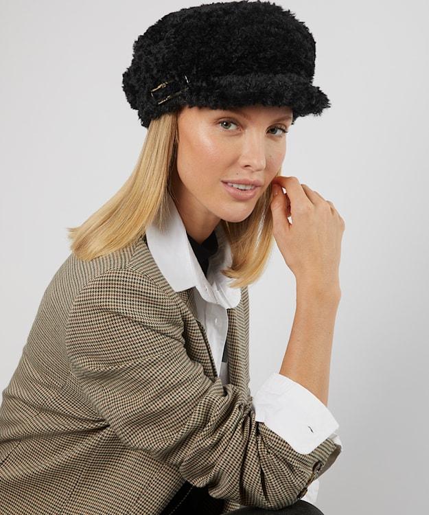 Dune London Fabby - Black Textured Baker Boy Hat