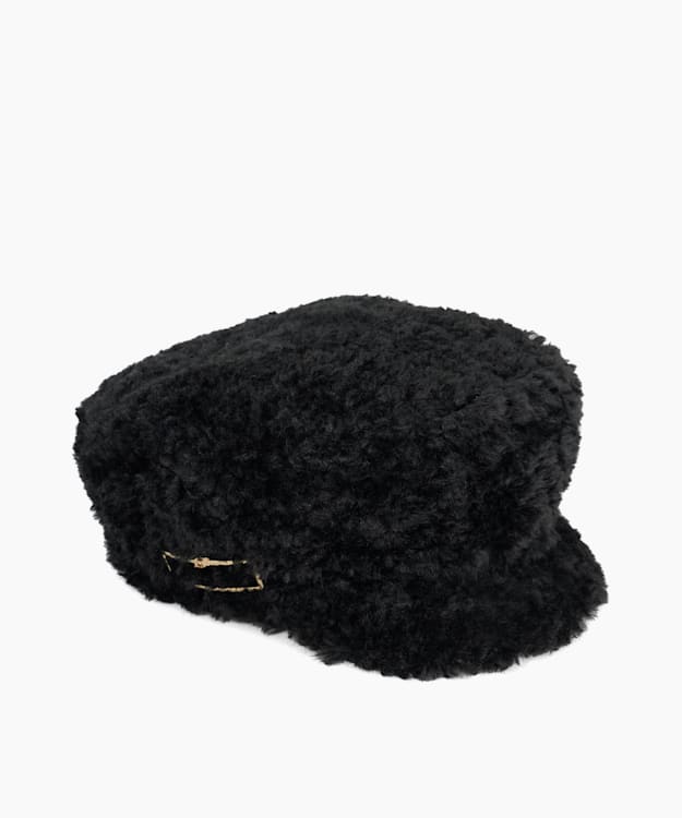dune london Fabby - Black Textured Baker Boy Hat
