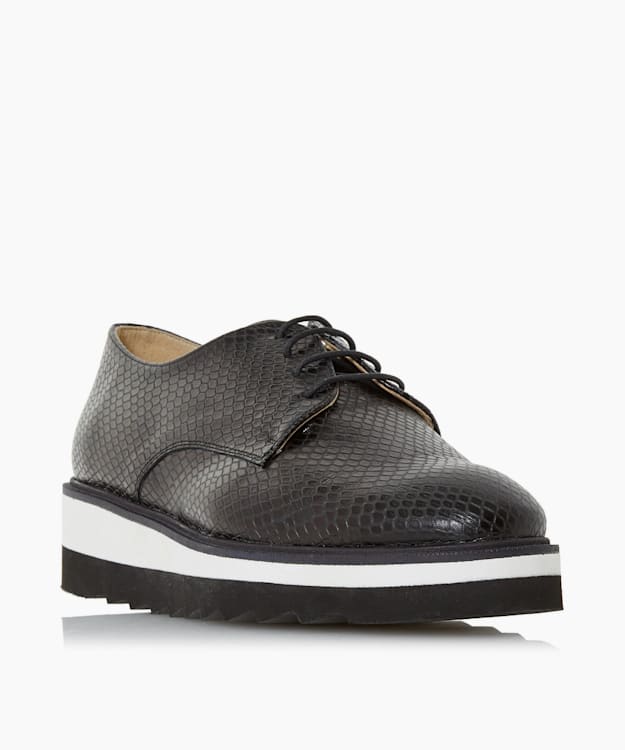 Dune London Farylaa - Black Lace Up Platform Shoes