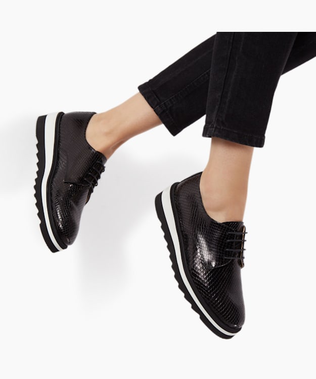 Dune London Farylaa - Black Lace Up Platform Shoes