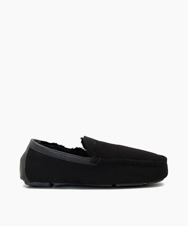 dune london Fernly - Black Pipe-Trimmed Slippers