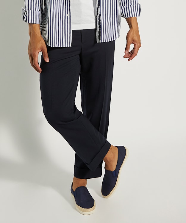 Dune London Findlayy - Navy Woven-Trim Casual Shoes