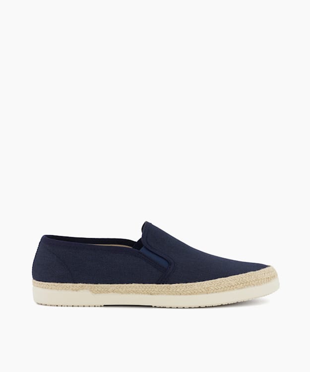 dune london Findlayy - Navy Woven-Trim Casual Shoes