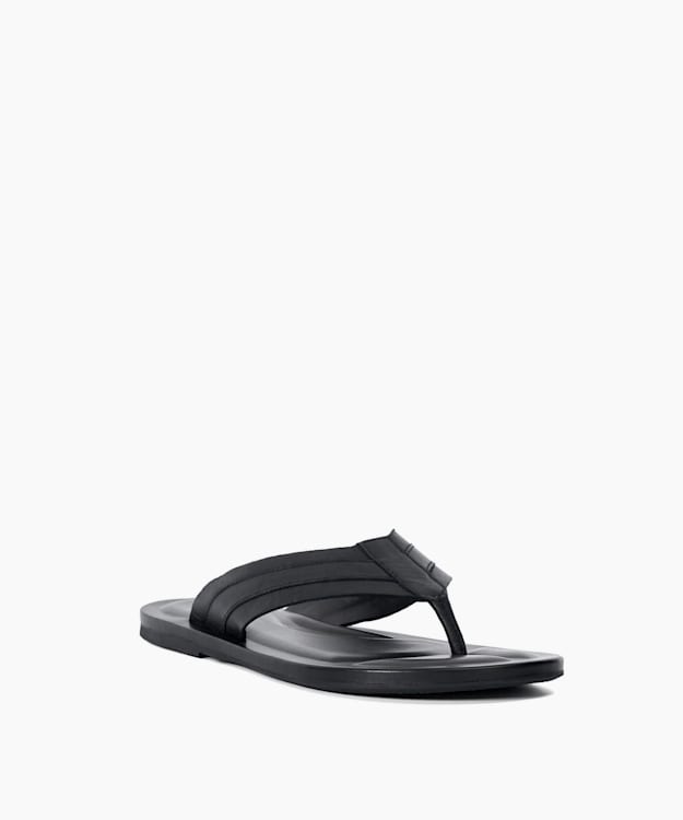 Dune London Fredos - Black Leather Toe Post Sandals
