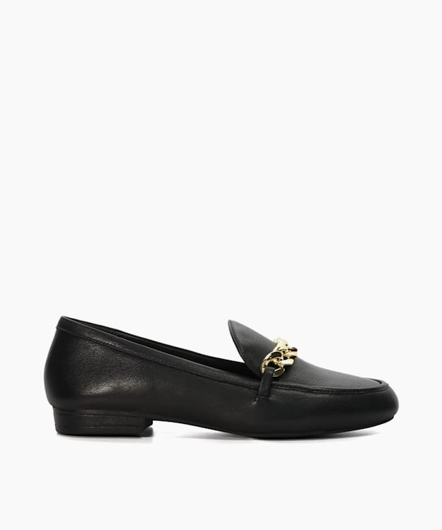 dune london Gaiia - Black Large-Chain-Trim Loafers