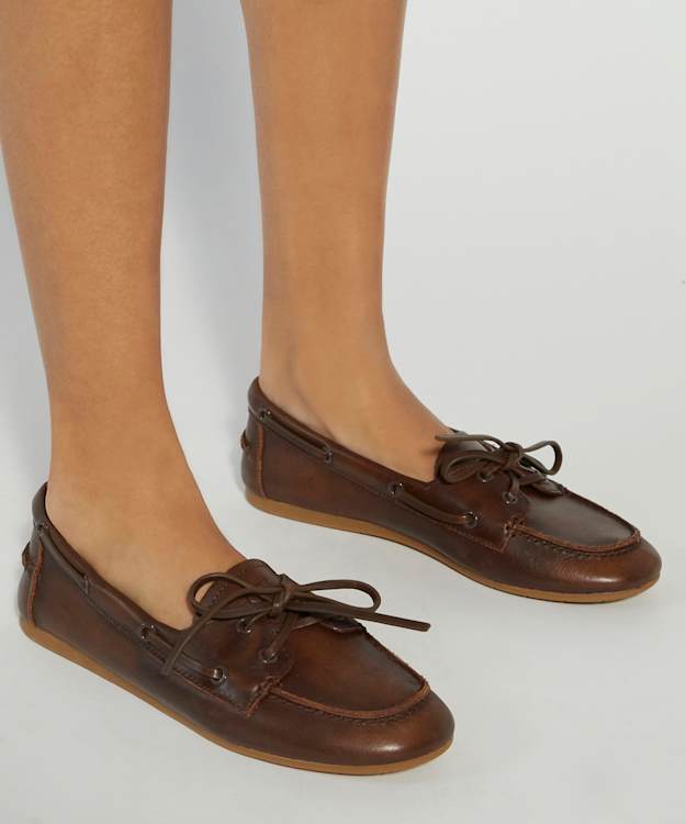 Dune London Gala - Brown Leather Boat Shoes