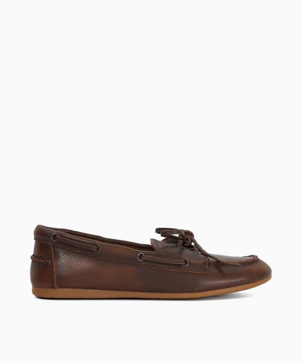 dune london Gala - Brown Leather Boat Shoes
