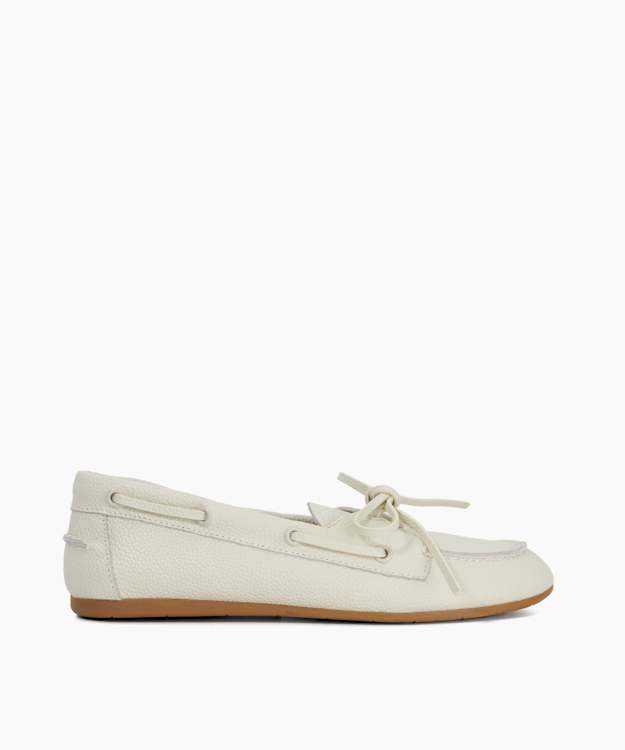 dune london Gala - White Leather Boat Shoes