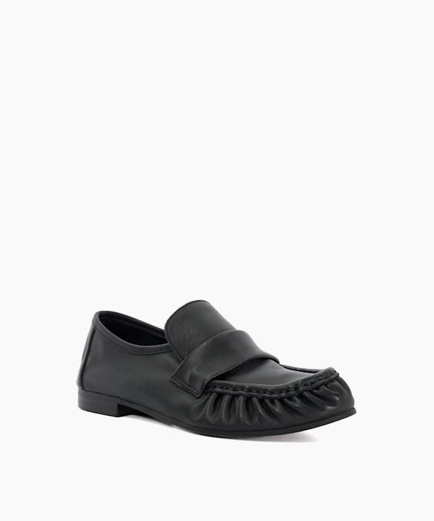 Dune London Gemi - Black Gathered Detail Loafers