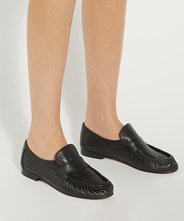Dune London Gemi - Black Gathered Detail Loafers