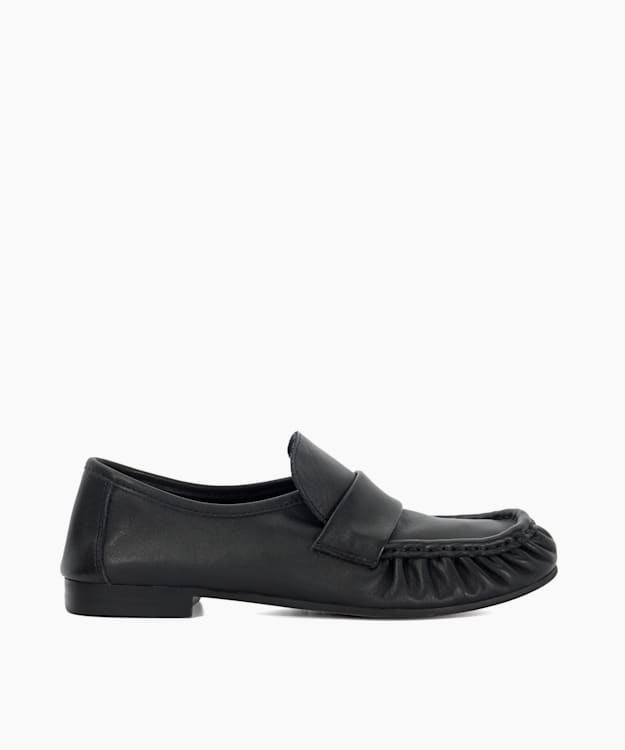 dune london Gemi - Black Gathered Detail Loafers