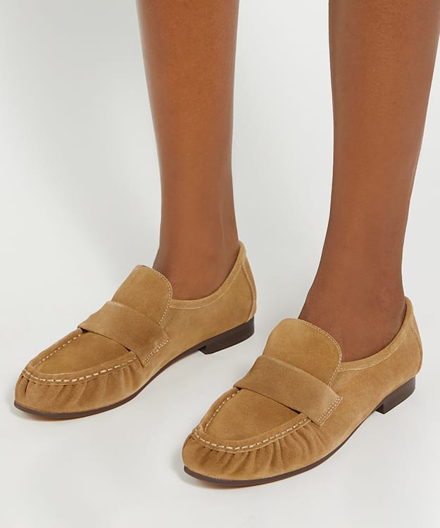 Dune London Gemi - Taupe Gathered Detail Loafers