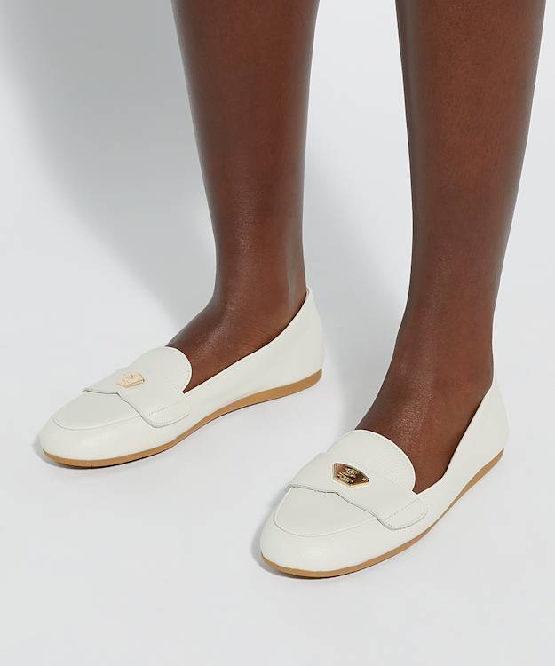 Dune London Gina - White Logo Plate Moccasin