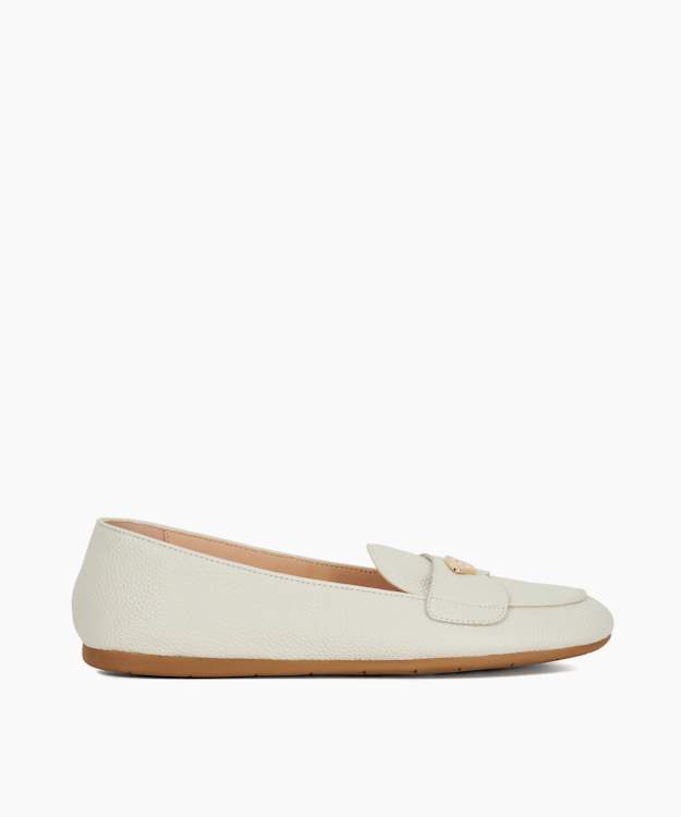 dune london Gina - White Logo Plate Moccasin