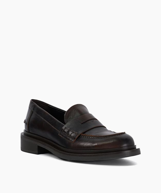 Dune London Giri - Brown Leather Penny Loafers