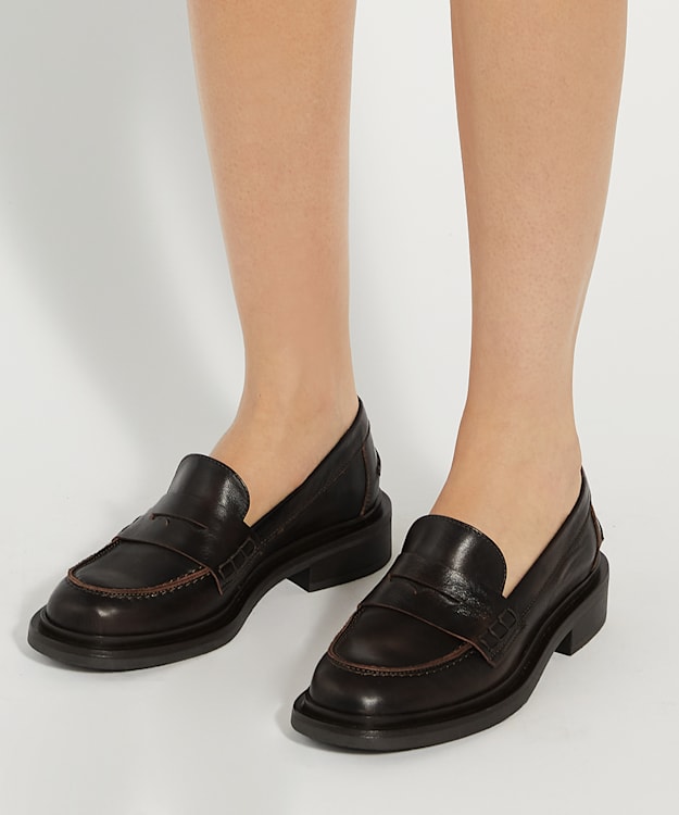 Dune London Giri - Brown Leather Penny Loafers
