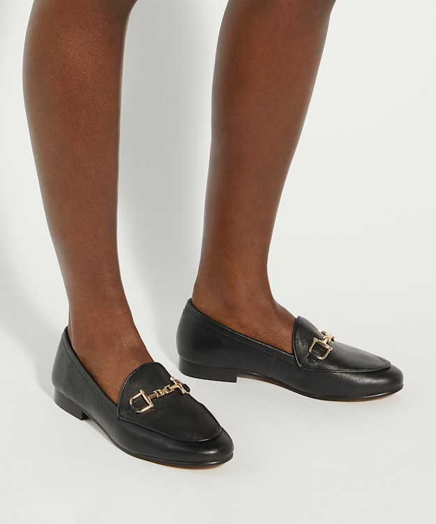 Dune London Glair - Black Leather Snaffle Trim Shoes