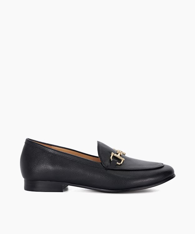 dune london Glair - Black Leather Snaffle Trim Shoes